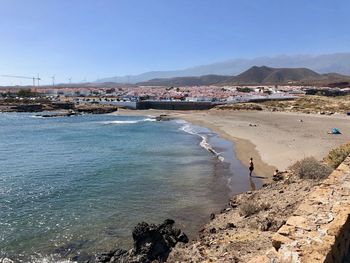 Scenic view of sea against clear sky