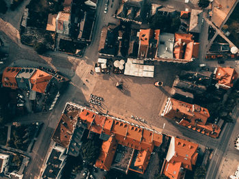 High angle view of construction site in city