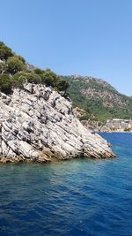 Scenic view of sea against clear sky