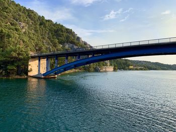 Bridge over river against sky