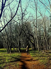 Full length of people walking on grassy field