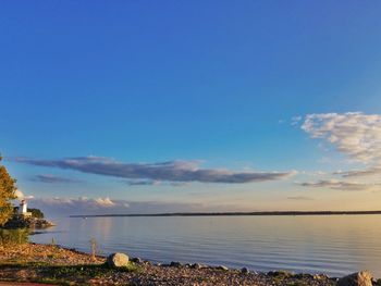 View of sea against blue sky