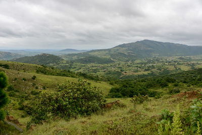 Scenic view of mountains against sky