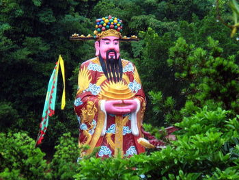 High angle view of people on multi colored flower trees