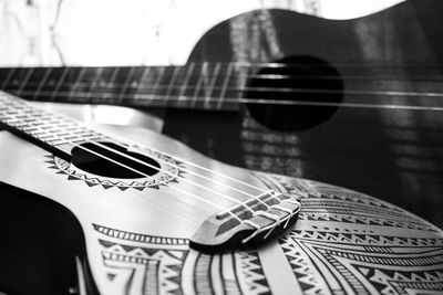 Close-up of guitars