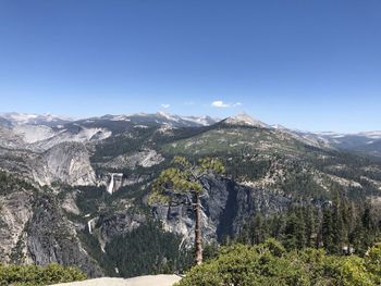 Scenic view of mountains against clear sky