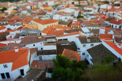 High angle view of buildings in city