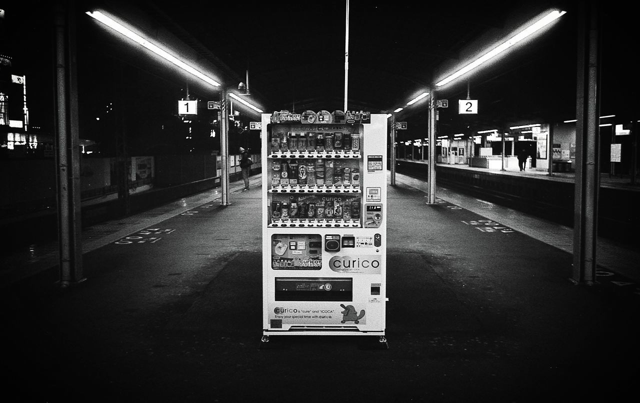 transportation, communication, night, illuminated, rail transportation, railroad station, no people, indoors, public transportation, text