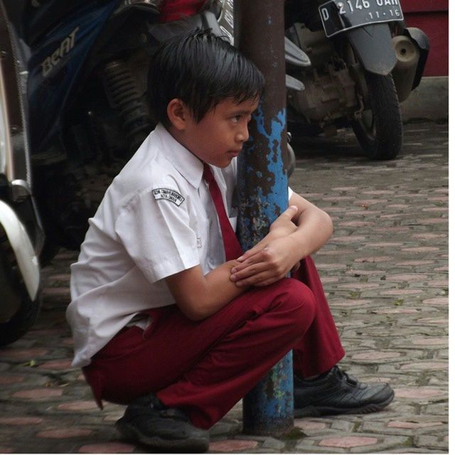 casual clothing, childhood, person, lifestyles, elementary age, sitting, leisure activity, holding, innocence, boys, front view, girls, three quarter length, full length, cute, preschool age, standing