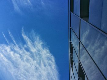 Low angle view of built structure against blue sky