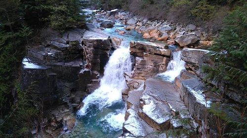 Scenic view of river flowing through rocks