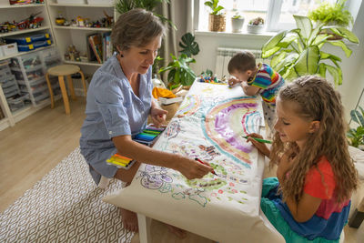 Mother and daughter at home