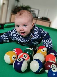 Baby boy and pool