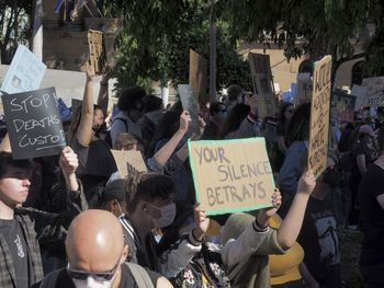 People on street in city