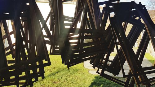 Close-up of chair on grass