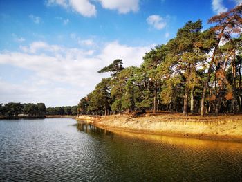 Scenic view of lake against sky