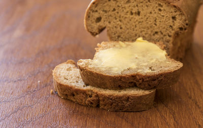 Close-up of bread on table