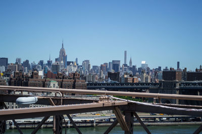 View of cityscape against clear sky