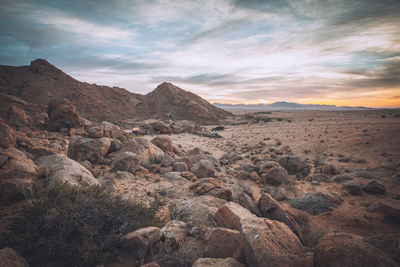 Scenic view of landscape against sky during sunset