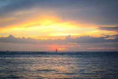 Scenic view of sea at sunset