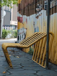 Close-up of metallic railing