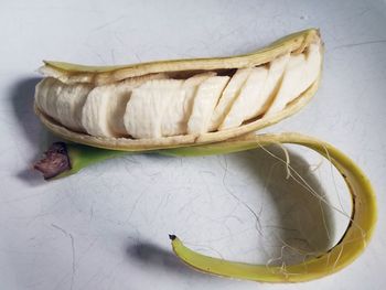 High angle view of bananas on table