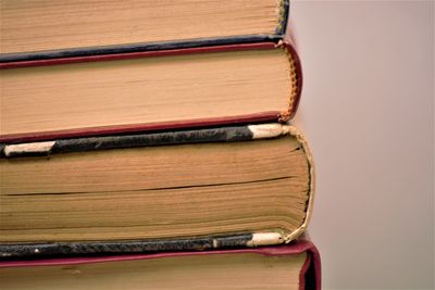 Close-up of books on table