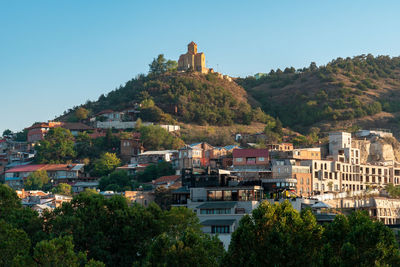 High angle view of townscape against sky