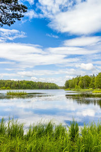 Scenic view of lake against sky