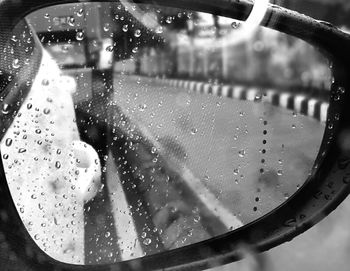 Close-up of water drops on glass