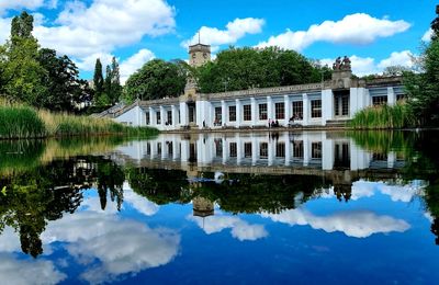 Reflection of built structure in lake