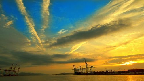 Scenic view of sea at sunset