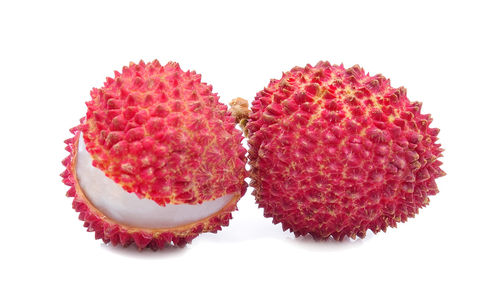 Close-up of strawberry against white background