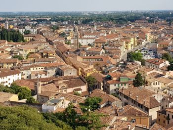 High angle view of townscape against sky