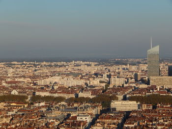 Aerial view of cityscape against sky