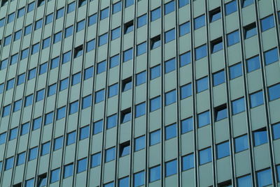 Low angle view of modern glass building in city