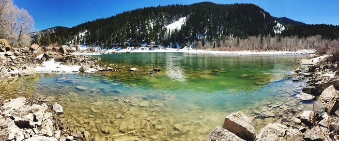 Scenic view of lake against sky