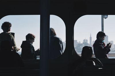 People travelling on ferry boat