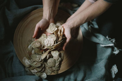 Midsection of person preparing food