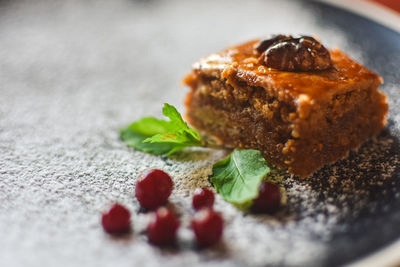 Close-up of dessert in plate