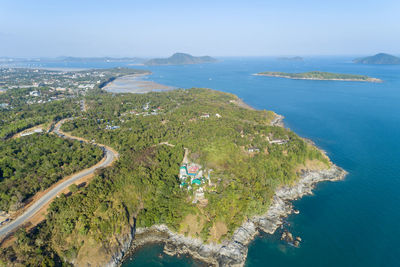 High angle view of beach against sky