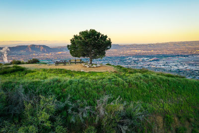 Scenic view of sea against clear sky during sunset