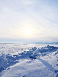 Scenic view of snow against sky