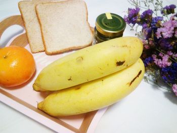 High angle view of fruits in plate