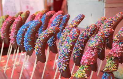 Full frame shot of multi colored candies for sale at market stall