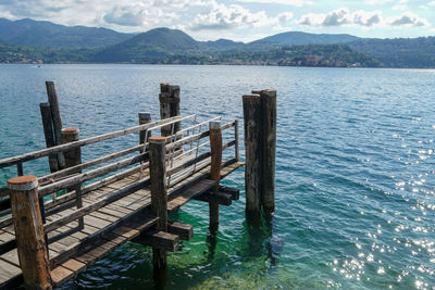 Boarding pier on ortas's lake, italy