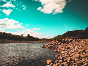 Scenic view of lake against sky