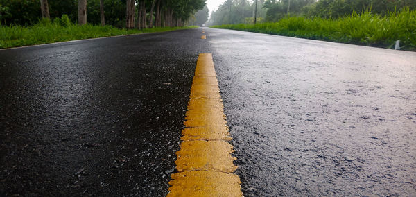 Surface level of road in rain