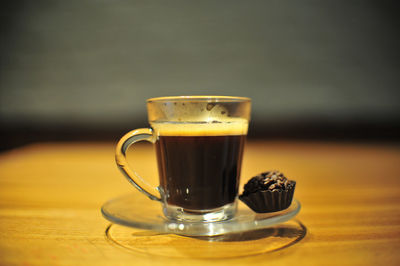 Close-up of coffee on table