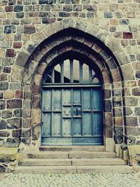 Closed door of old building